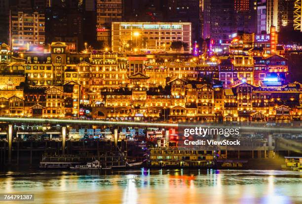hongyadong block night of chongqing city,china - chongqing hongyadong stock pictures, royalty-free photos & images