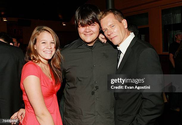 Actor Kevin Bacon and children Sosie and Travis attend the "Death Sentence" premiere after party at the Tribeca Cinemas, August 28, 2007 in New York...