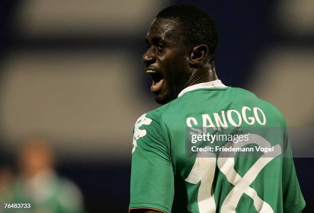 Boubacar Sanogo of Werder yells during the Champions League third qualifying round, second leg match between Dinamo Zagreb and Werder Bremen at the...