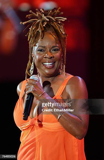Singer Thelma Houston performs during the 42nd annual Labor Day Telethon to benefit the Muscular Dystrophy Association at the South Point Hotel &...