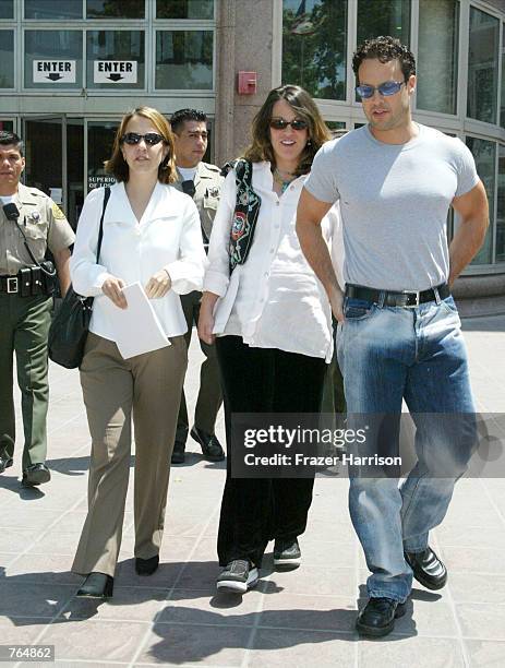 Family members of actor Robert Blake, daughter Delinah, niece Noreen Austin and son Noah exit the Los Angeles Superior Court after a hearing for...