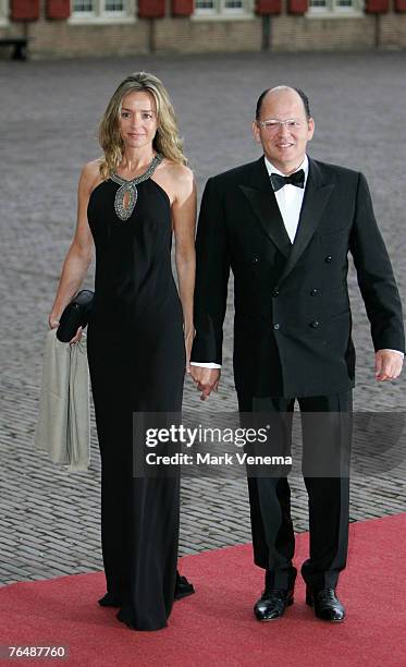 Princess Miriam De Tirnovo and Prince Kardam of Bulgaria arrive at Palace The Loo in Apeldoorn to attend the party marking the 40th birthday of Crown...