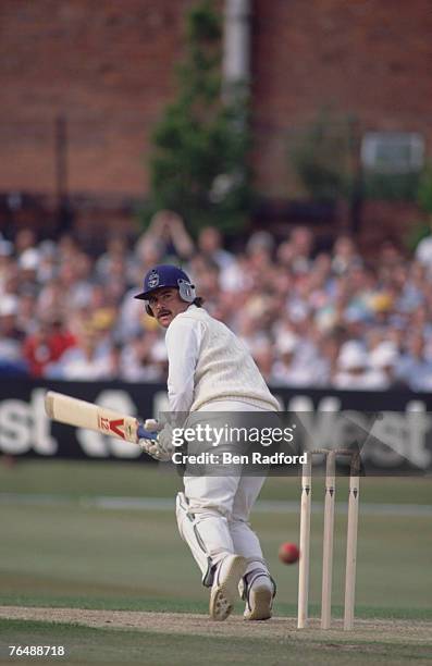 England cricketer Allan Lamb plays Australia in the 1st Test at Leeds, 1989.