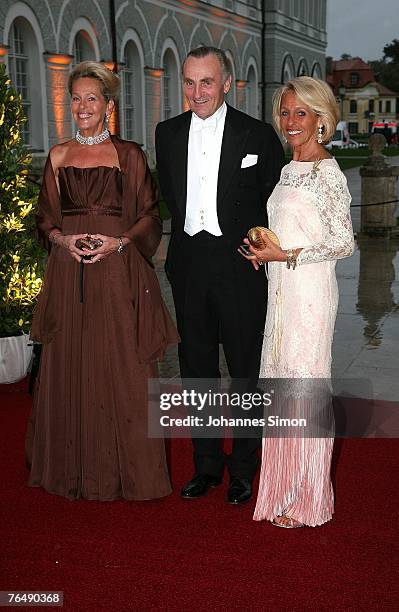 Duchess Elisabeth-Christina in Bayern, her husband Duke Max in Bayern and her sister Duchess of Marlborough arrive for the bridal soiree at the...