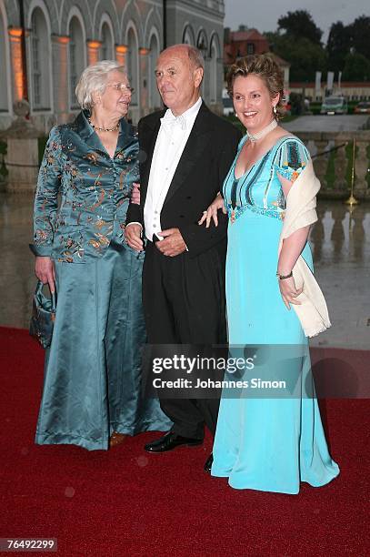 Gerda Runow, Hermann Runow and Duchess Helene in Bayern arrives for the bridal soiree at the Castle of Nymphenburg on September 3, 2007 in Munich,...