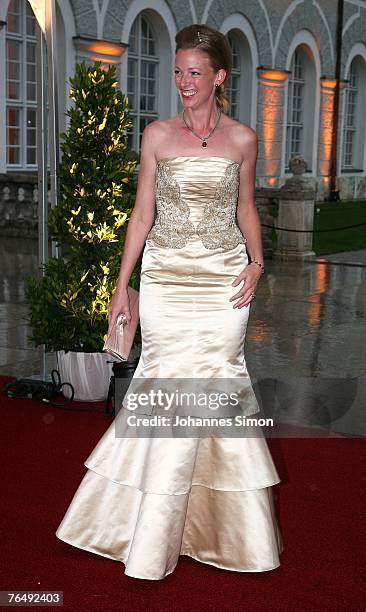 Duchess Maria Anna in Bayern arrives for the bridal soiree at the Castle of Nymphenburg on September 3, 2007 in Munich, Germany.