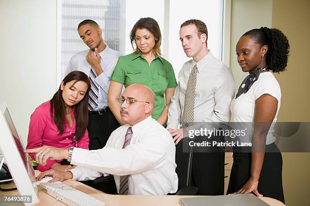 businessman training employees - hairless mouse stock pictures, royalty-free photos & images