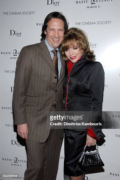 Percy Gibson and Joan Collins at the Cinema Society/Dior Beauty premiere of Basic Instinct 2