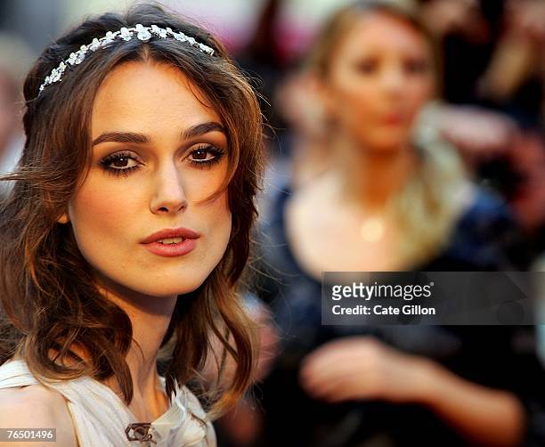 Actress Keira Knightley arrives at the UK premiere of the film 'Atonement' at the Odeon in Leicester Square on September 4, 2007 in London, England....