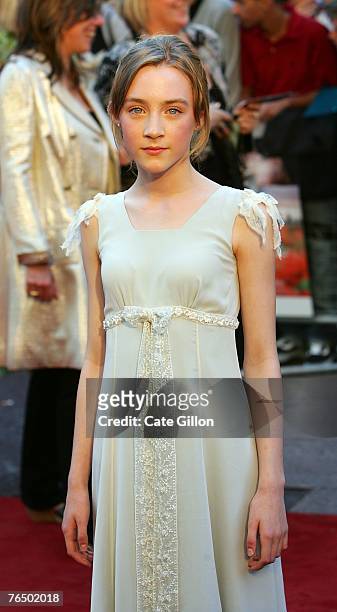 Actress Saoirse Ronan arrives at the UK premiere of the film 'Atonement' at the Odeon in Leicester Square on September 4, 2007 in London, England....