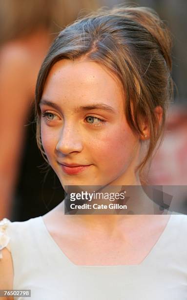 Actress Saoirse Ronan arrives at the UK premiere of the film 'Atonement' at the Odeon in Leicester Square on September 4, 2007 in London, England....