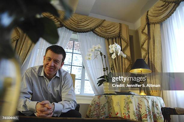 Writer/Director Peter Morgan is seen in his hotel room at the Lowell Hotel in Manhattan, NY.