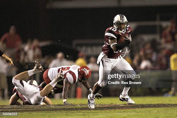 Brian Maddox of the South Carolina Gamecocks carries the ball in the second half against Louisiana-Lafayette at Williams-Brice Stadium on September...