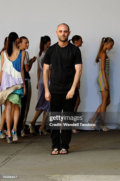 Josh Goot, designer of Josh Goot Spring 2008 during Mercedes-Benz Fashion Week at Bortolami Gallery on September 4, 2007 in New York City.