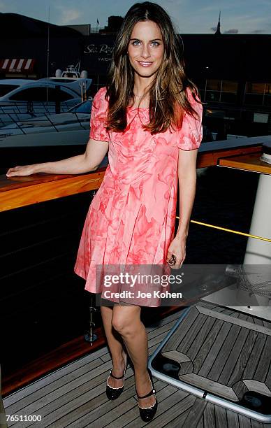 Actress Amanda Peet on the boat The Manhattan, docked at Chelsea Piers for a presentation and cocktail party to celebrate the launch of the Spring...