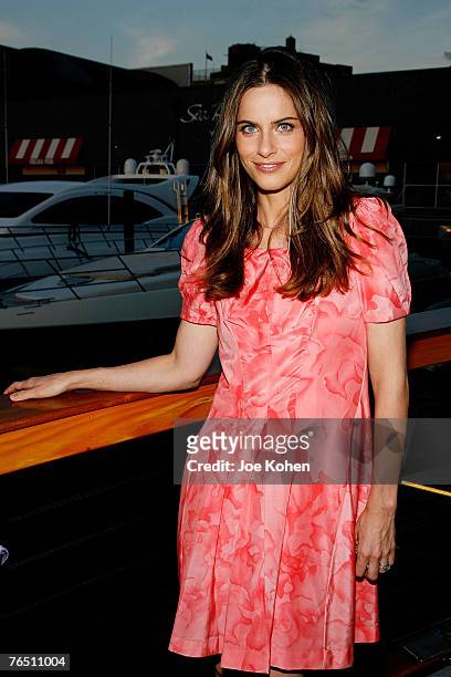Actress Amanda Peet on the boat The Manhattan, docked at Chelsea Piers for a presentation and cocktail party to celebrate the launch of the Spring...