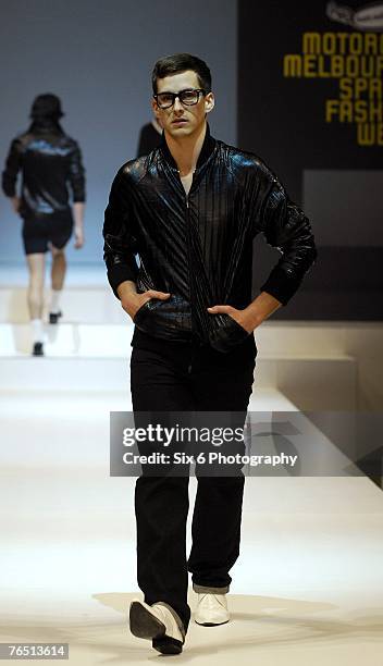 Model showcases designs on the catwalk at the Hot in the City evening parade, featuring designs by Bettina Liano, Clemente Talarico, Flamingo Sands,...