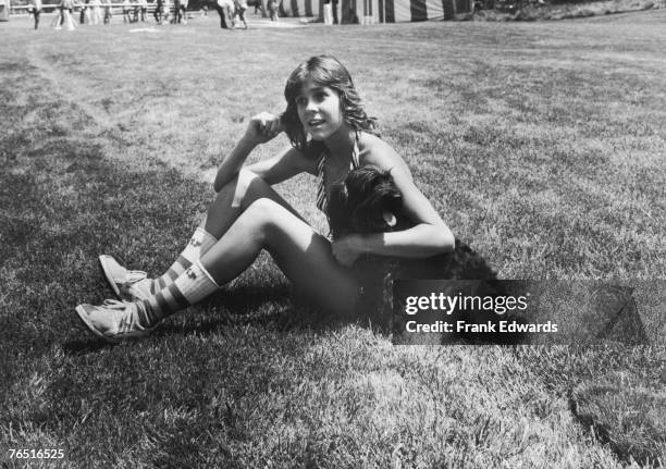 American actress and television star Kristy McNichol attends the 'US Against the World' celebrity athletic contest on Magic Mountain, accompanied by...