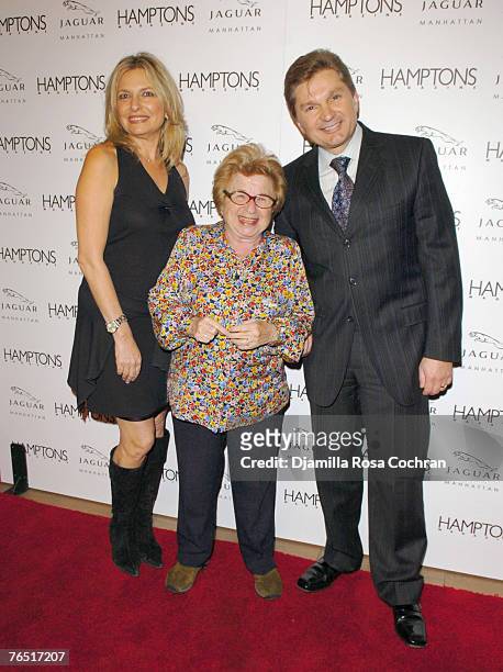 Debra Halpert, Publisher of Hamptons Magazine, Dr. Ruth Westheimer and Gary Flom, President and CEO of Manhattan Automobile Company
