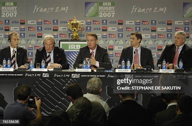 Managing director Mike Miller, head of the International rugby board Syd Millar, head of the French rugby union federation and France 2007 chairman...