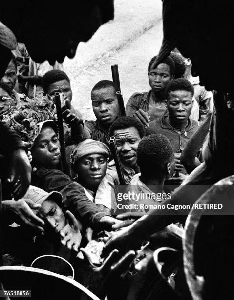Group of armed men in Biafra, a secessionist state in Nigeria, 1968.