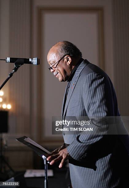 Recording star Quincy Jones makes remarks during "Grammys on the Hill", a day of music advocacy that connects top music makers with members of...