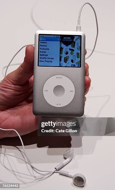 The new Ipod Classic is held at the UK launch of the product at the BBC on September 5, 2007 in London, England. Steve Jobs spoke to the press at the...