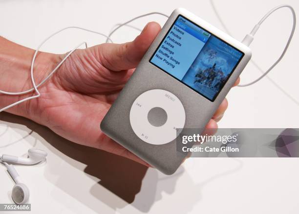 The new Ipod Classic is held at the UK launch of the product at the BBC on September 5, 2007 in London, England. Steve Jobs spoke to the press at the...