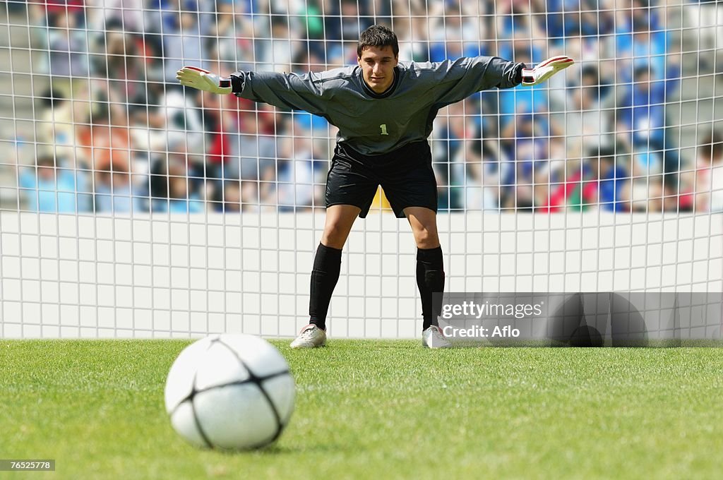 Goalkeeper facing penalty