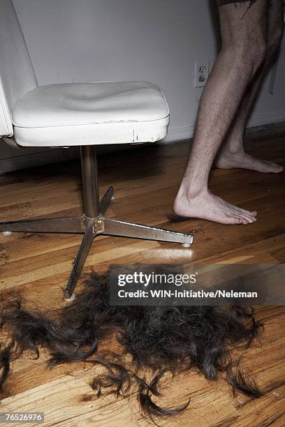 pile of hair on floor - wood shaving stock pictures, royalty-free photos & images