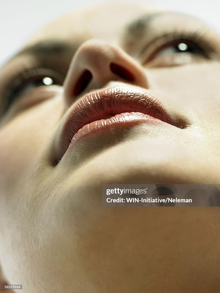 Young woman's lips, close-up