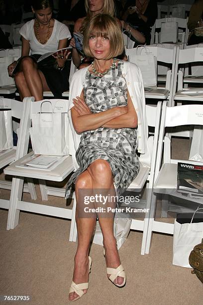 Editor-in-Chief of American Vogue, Anna Wintour, attends Erin Fetherston Spring 2008 Fashion Show at The Promenade in Bryant Park during the...