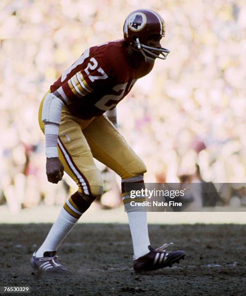 Washington Redskins Hall of Fame safety Ken Houston during a 26-7 win over the Philadelphia Eagles on November 24, 1974 at RFK Stadium in Washington,...