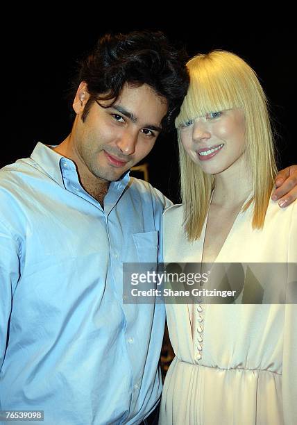 Hedi Ferjani and designer Erin Fetherston attend Erin Fetherston Spring 2008 Collection during Mercedes-Benz Fashion Week Spring 2008 at The...