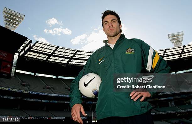 Michael Beauchamp of the Socceroos poses for a portrait after a press conference at the Melbourne Cricket Ground September 7, 2007 in Melbourne,...