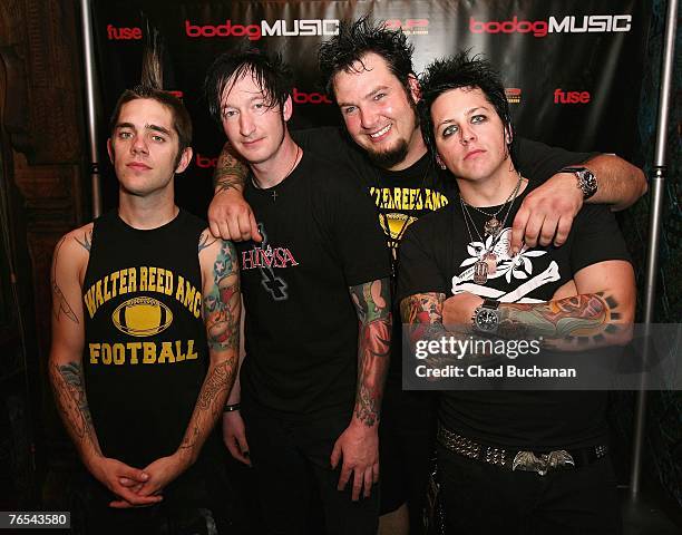 Band members KennyB, Btown, Tryg Littlefield and Big Ken of "Fall from Grace" attend the Bodog Battle of The Bands live series finale at the House of...