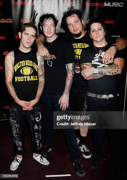 Musicians and winners Fall From Grace attend the "Bodog Music Battle of the Bands" at the House of Blues on September 5, 2007 in West Hollywood,...