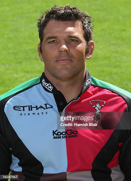 Nicolas Spanghero poses for a photo during a portrait session at the Twickenham Stoop Stadium on August 16, 2007 in Richmond-upon-Thames, England.