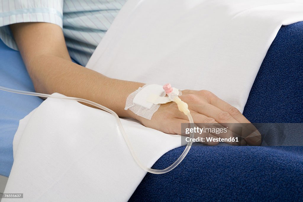 Female patient getting a drip infusion