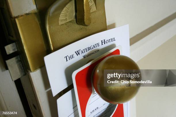 Everything, including door tags, were for sale during the Watergate Hotel's three-day liquidation sale September 6, 2007 in Washington, DC. All...