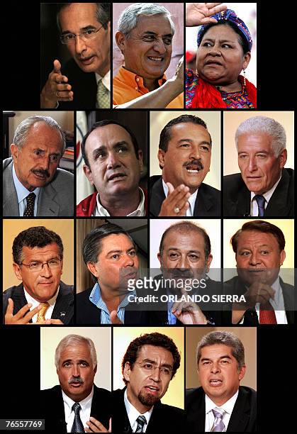 Combo of Guatemalan Presidential candidates for 09 September 2007 elections: Alvaro Colom, from the UNE, Otto Perez Molina, from the PP, Rigoberta...