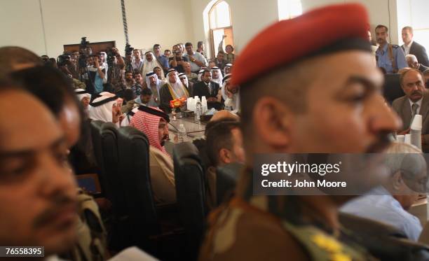 Sunni Sheikhs, tribal leaders and military officials attend a summit September 6, 2007 in Ramadi, Anbar Province, Iraq. Iraq's central government...