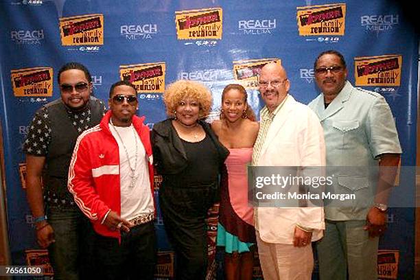 Jawn Murray, Bobby V, Ms DuPree, Donna Richardson Joyner, Tom Joyner and Bobby Jones posing for the camera at Gaylord Palms Resort & Convention...