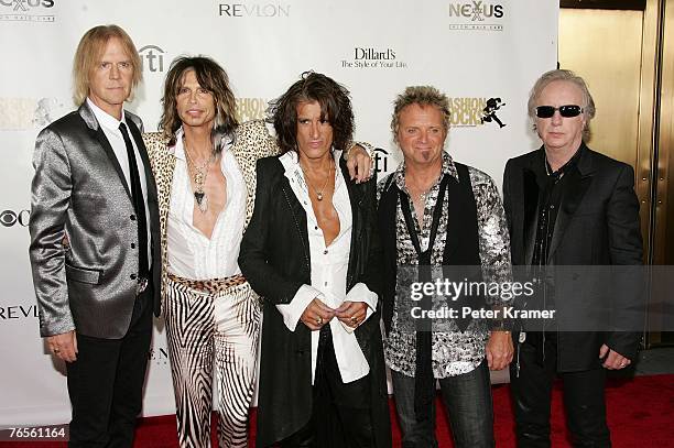 Tom Hamilton, Steven Tyler, Joe Perry, Joey Kramer and Brad Whitford attend the Conde Nast Media Group's Fourth Annual Fashion Rocks Concert at Radio...