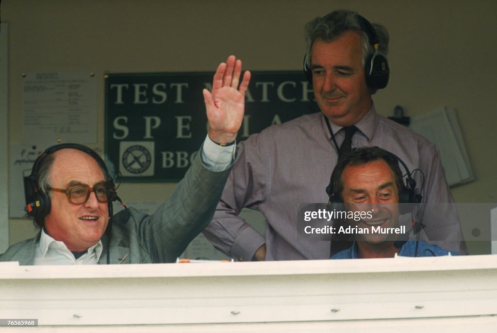 BBC radio cricket commentators Henry Blofeld, Peter Baxter and David ...