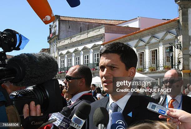 British Secretary of state for Foreign and Commonwealth Affairs David Miliband speaks to the press after the welcoming ceremony of the informal...