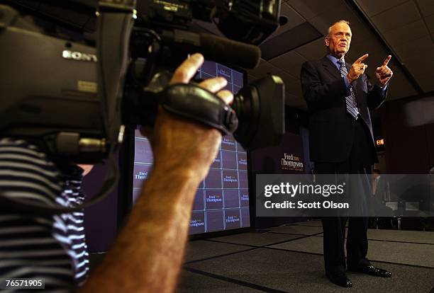 Actor and former U.S. Senator Fred Thompson delivers a speech September 7, 2007 in Sioux City, Iowa. This is Thompson's first campaign trip since...