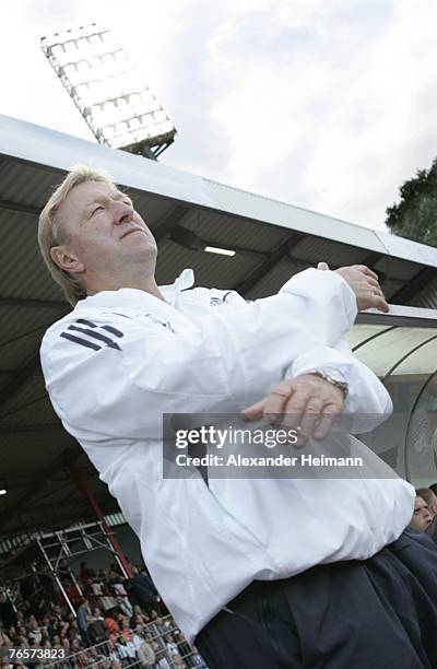 September 07: Head coach Horst Hrubesch of Germany looks on during the U19 international friendly match between Germany and Netherlands at the...