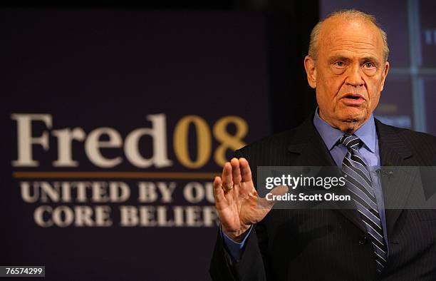 Actor and former U.S. Senator Fred Thompson delivers a speech September 7, 2007 in Sioux City, Iowa. This is Thompson's first campaign trip since...