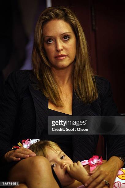 Jeri Thompson, the wife of Actor and former U.S. Senator Fred Thompson , and her daughter Hayden watch as Fred delivers a speech September 7, 2007 in...